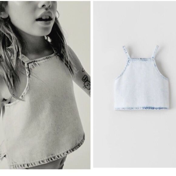 Girls Zara Denim Top  - Picture 1 of 4